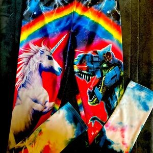 Unicorn vs Robot leggings